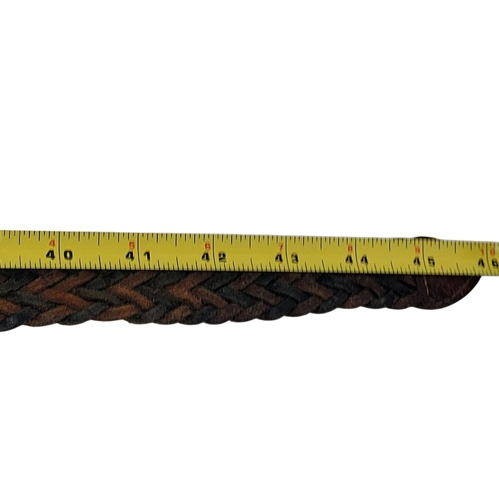 Vtg Handmade Western Braided Leather Belt Sz L Dark Brown Black 38" Turkey - Picture 5 of 14